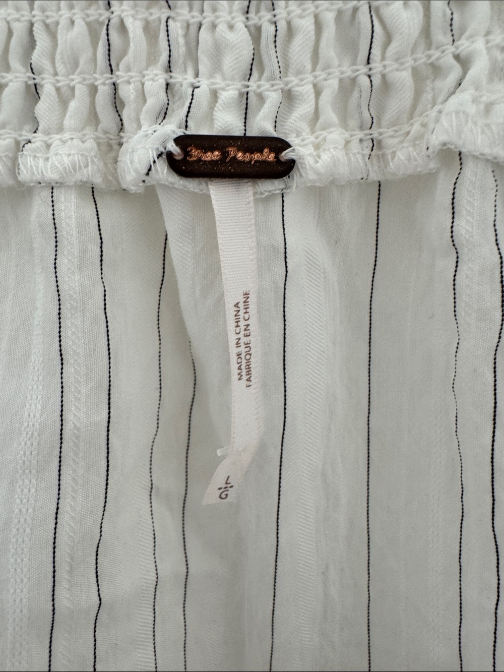 NWT Free People Luna White Pinstripe Button-Front Maxi Top with Puff Shoulders - Picture 3 of 14